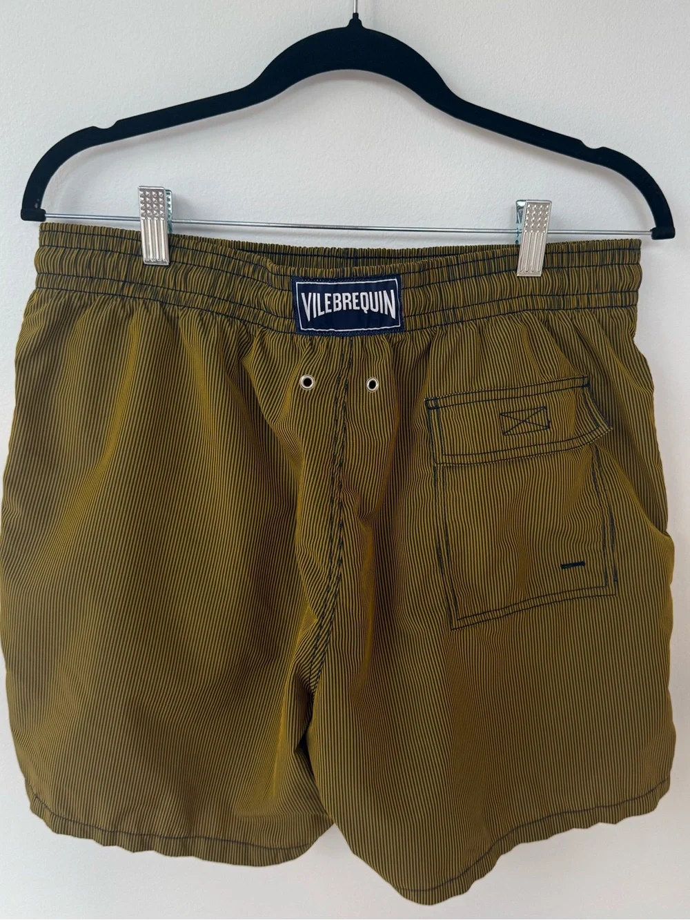 Vilebrequin Gold w/ Navy Pinstripe Swim Trunks